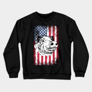 Patriotic Pig American Flag Crewneck Sweatshirt